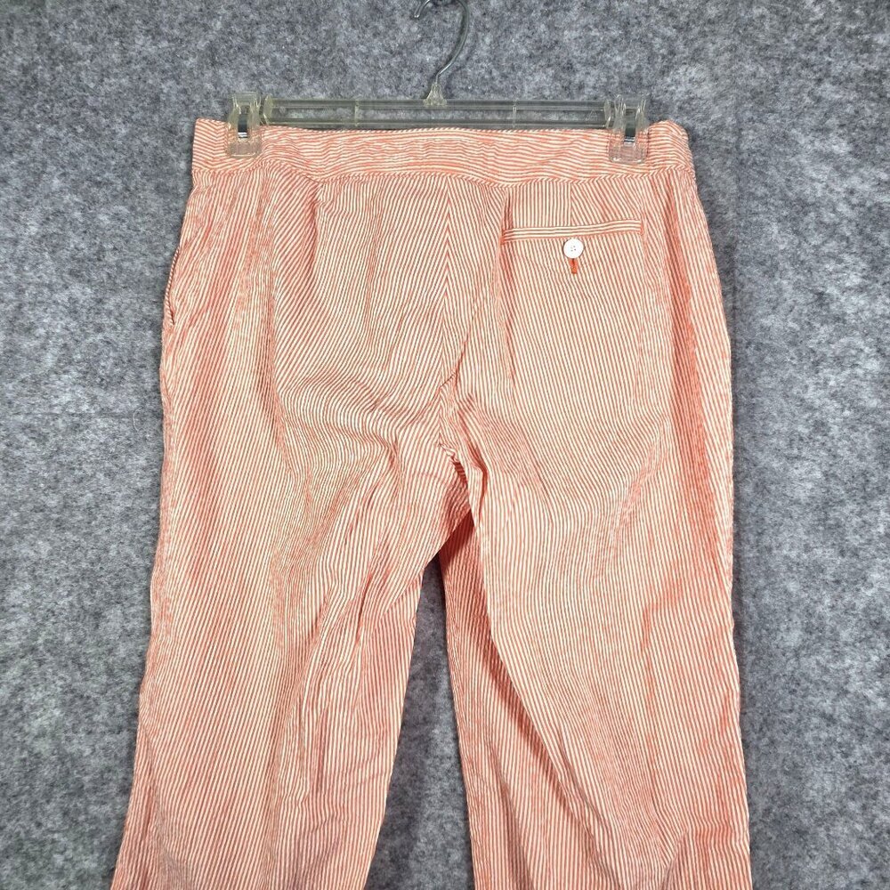 Real Clothes Women's Casual Pants Peach and white stripes cropped Size 12 - Picture 7 of 8